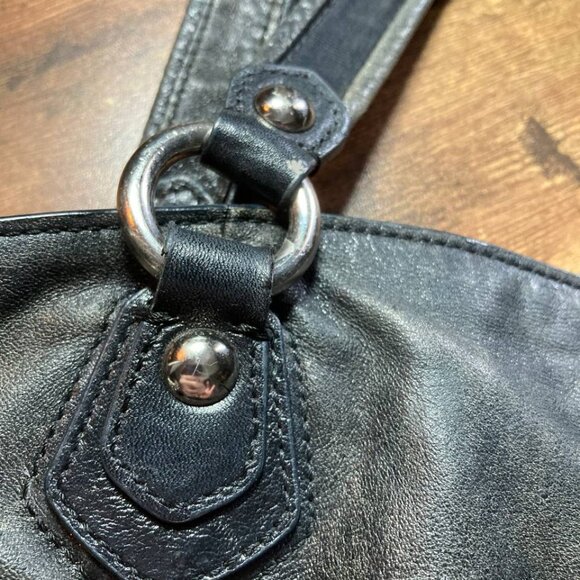 Coach Poppy Black Leather Messenger Bag with Crossbody Strap - Picture 6 of 12